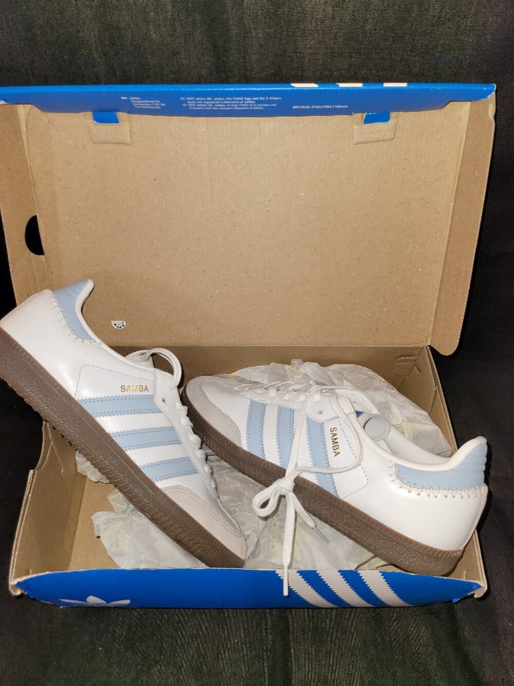 Adidas Originals Samba White Blue Sky Big Kids Size 7 Sneakers JI2009 (#2214)